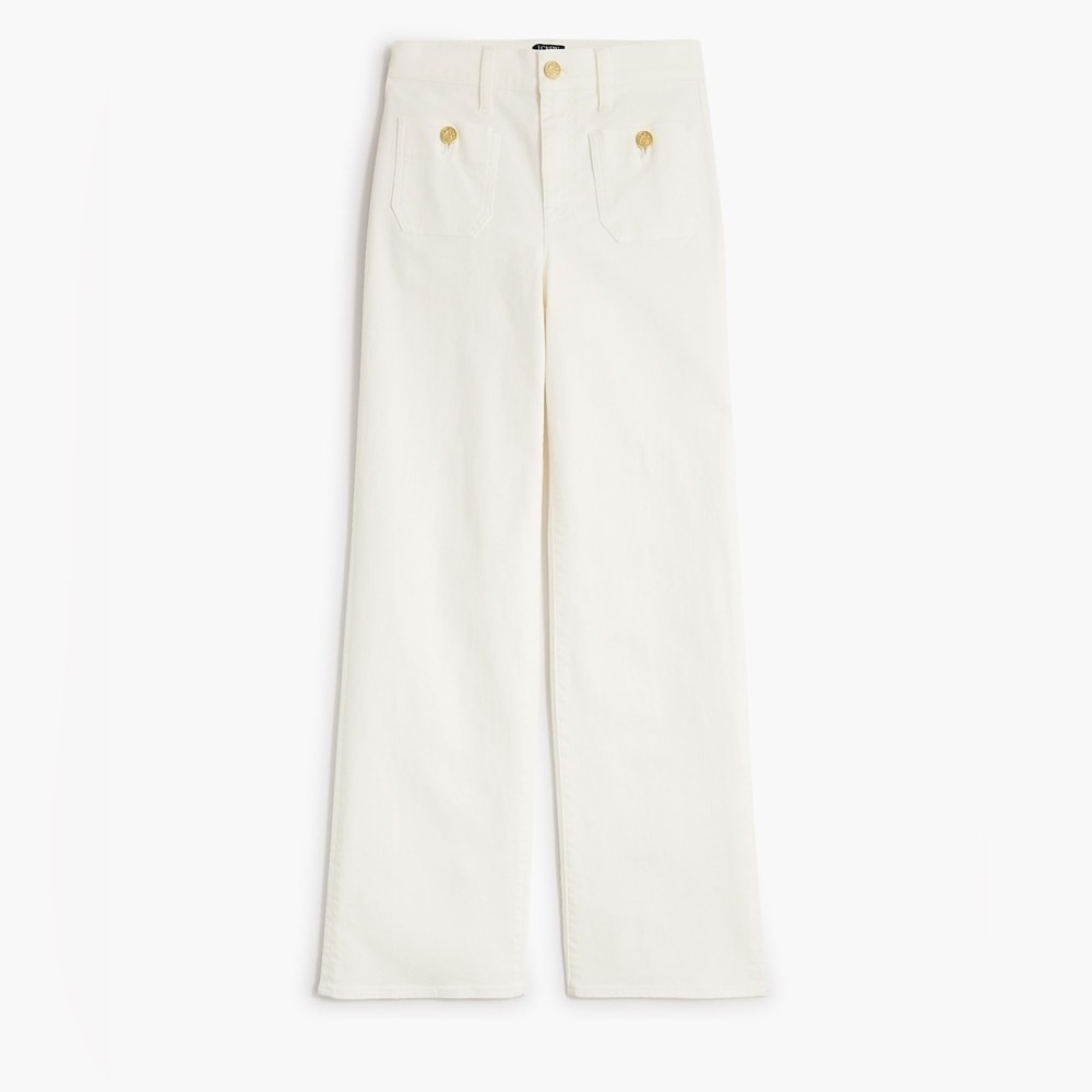 J crew seashell white Petite slim wide-leg sailor jean in all-day stretch